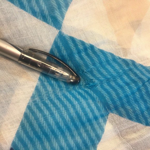 Navy, Blue, Cream and Tan Geometric Express Scarf - Picture 6 of 7